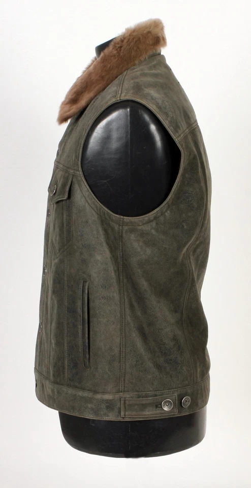 Brunello Cucinelli Fur Lined Leather Vest - New - M - $9295 Retail - Image 4 of 4