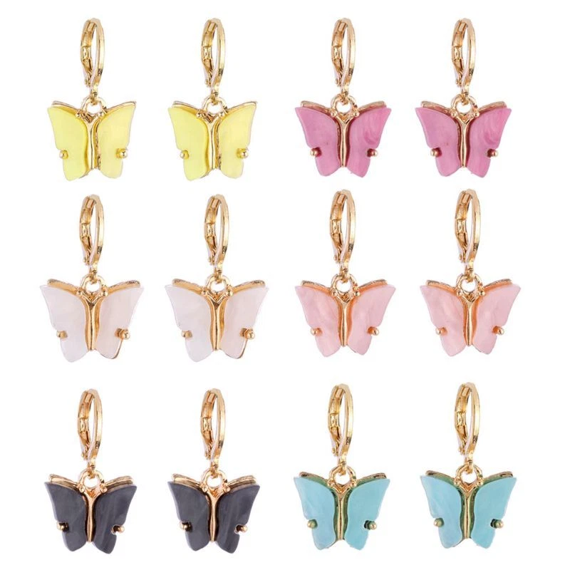Mini butterfly hoop earrings deals