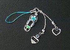 Silver Dangle Heart Crystal Blue Enamel Flower Hawaiian Sandal Cell Phone Charm