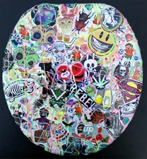 Graffiti Toilet Seat! Bathroom Wall Art, Fun OOAK Original Collage Ready-To-Hang