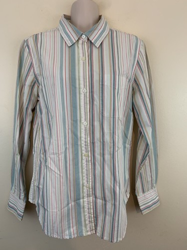 Charter Club Women's Button Down Striped 100% Cotton Blouse Size 6