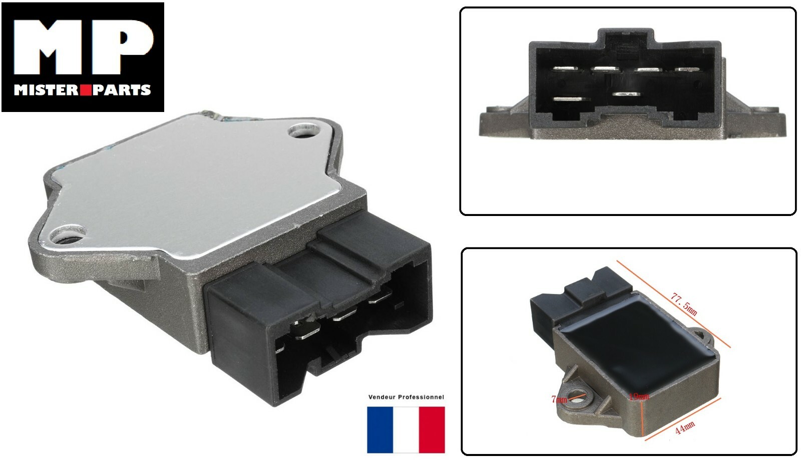 Régulateur de tension 12V pour Honda CBR1000F Ouragan 1987-1999 en aluminium noir