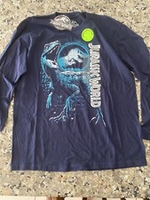Jurassic World Park Boys Kids Youth Extra Large T Shirt Long Sleeve Blue XL NEW