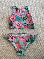 Kanu Surf 7 Floral Aqua Girls Two Piece Swimsuit Bikini Kids Retail 33 New