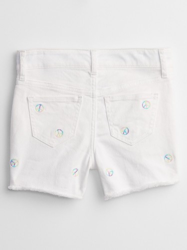 NWT Gap Kids Girls White Denim Shorts embroidered rainbow peace u pick size - Picture 2 of 3
