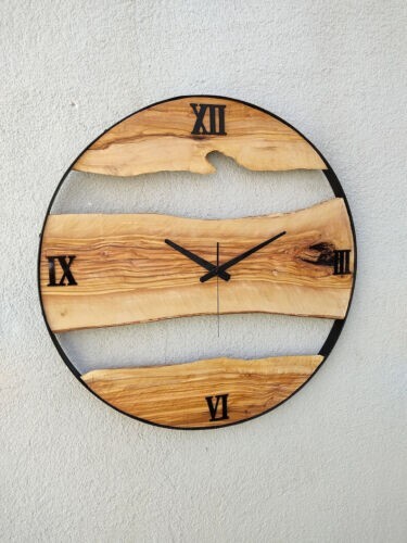 New Antique Round Shape Wall Clock Natural Solid Wooden Designed Home Decorative - Picture 1 of 9