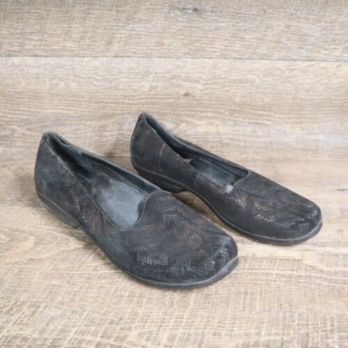 Dansko Black Loafer Suede Shoes Snake Skin Pattern? Soft Women's Size 39 8-8.5 - Picture 1 of 7