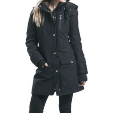 New Long Ladies Handmade Women's Parka Winter Hooded Black Jacket