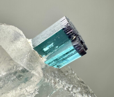 16.10 Ct. Well Terminated Rare Blue Indicolite Clean Crystal On Quartz @Afg