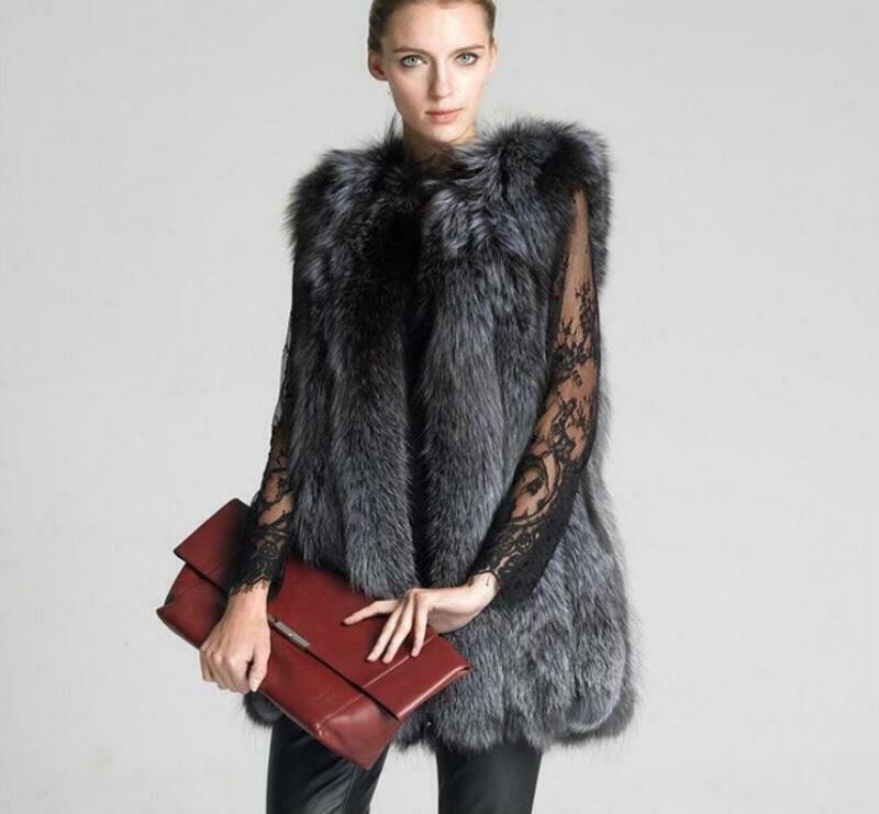 Luxury Vest Jacket Promotion Womens Fox Fur Coats Parka Warm Casual outwear