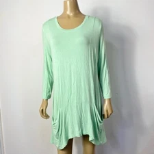 Logo by Lori Goldstein Women's Green Rayon/Spandex Pocket Tunic Top Size Large