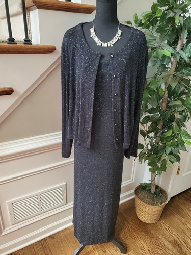Ronni Nicole Womens Black Acetate Scoopneck 2 Pieces Casual Top & Maxi Dress 20W - 第 10/10 張圖片
