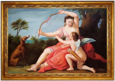 Ölbild Jana und Amor, Engel Erotik ÖLGEMÄLDE HANDGEMALT Gemälde F:60x90cm