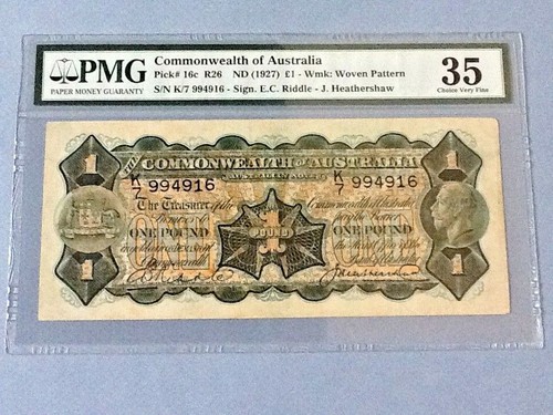 Australia 1 Pound P-16c ND(1927) PMG 35 - 第 1/4 張圖片
