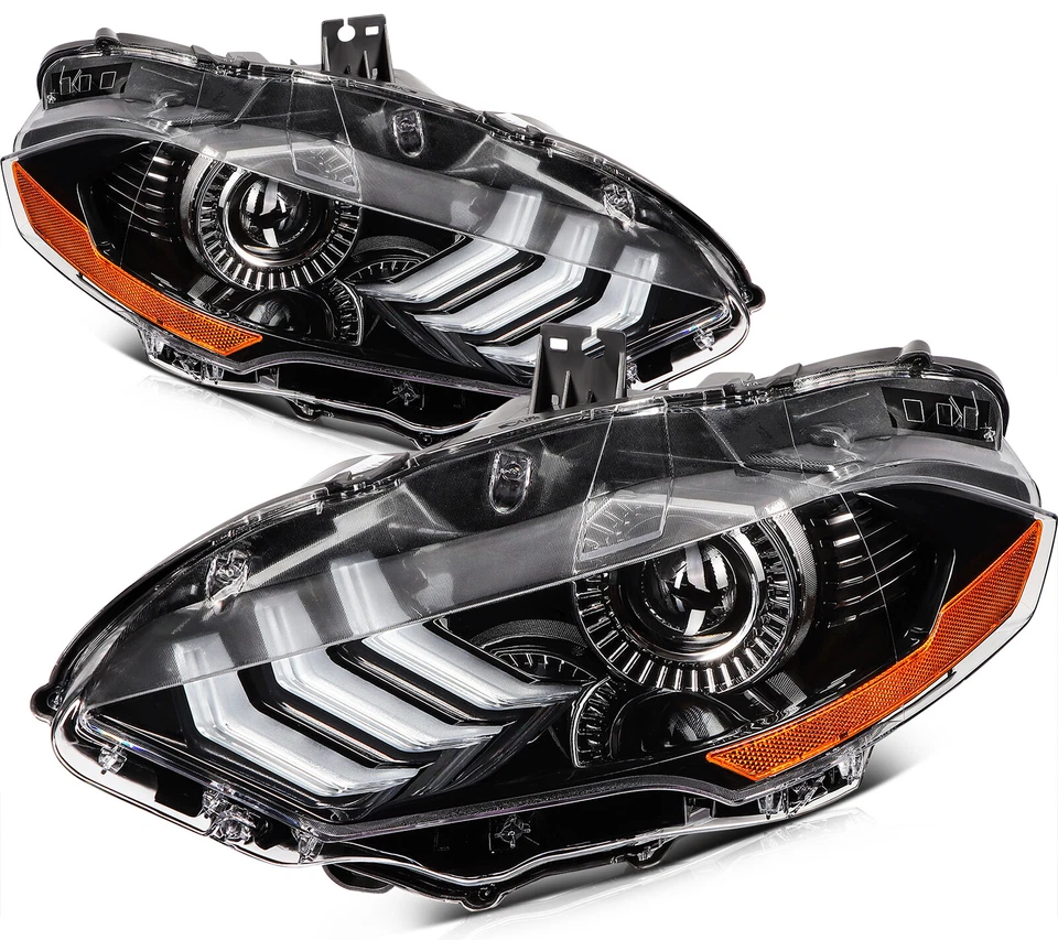 1 Pair Black Headlight Assembly Left Right Side For 2018-2020 Ford Mustang - Изображение 2 из 4