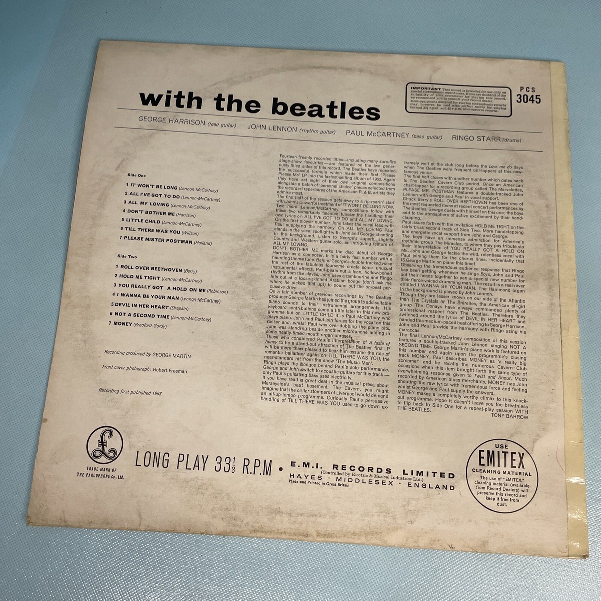 With The Beatles Parlophone Silver Label PCS 3045 Stereo VG+