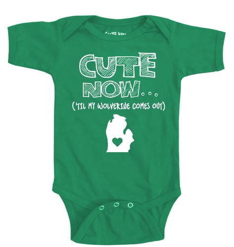 Cute Now... 'Til My Wolverine Comes Out Baby Infant Michigan State Bodysuit - Picture 8 of 9