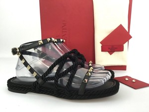 Sz.38 Valentino Garavani oriundo de corda Sandália Espadrille Preto Sapato  plana | eBay