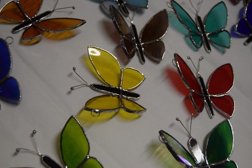 7 x butterfly's Stained Glass handmade sun-catcher's / window decoration's - Picture 8 of 15
