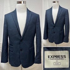Men's EXPRESS Photographer Fitted Navy Blue Wool Blend 40R Slim Blazer Jacket
