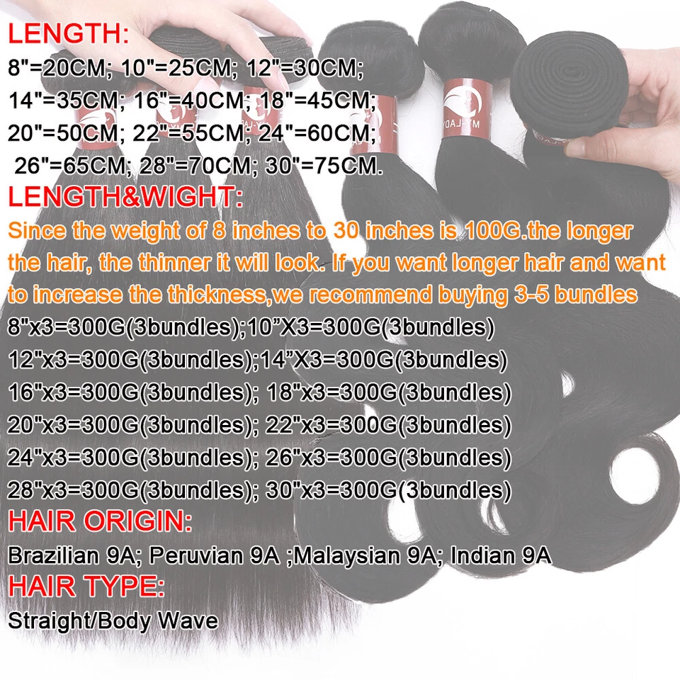 Paquetes de cabello humano virgen brasileño 9A cuerpo recto extensiones rizadas profundas trama Foto 3 de 4