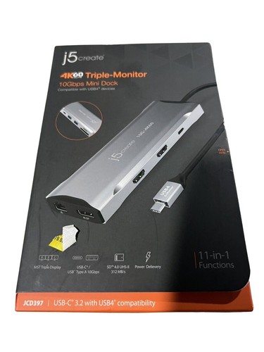 j5create 4K60 Elite USB Type-C Triple-Monitor Mini Dock - (JCD397-1)