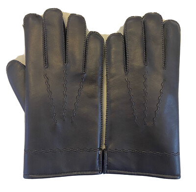 Men's Vinyl Black Gloves Rayon Knit Medium Size New *Defect Needs Sewing*