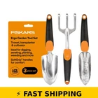 Fiskars 3-in-1 Garden Tool Set – Trowel, Transplanter, Cultivator
