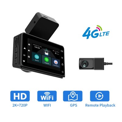 3Inch 2K 4Gdashcam with Dual Lens Record Wifi Gps Tracking Fit Remote Live Video