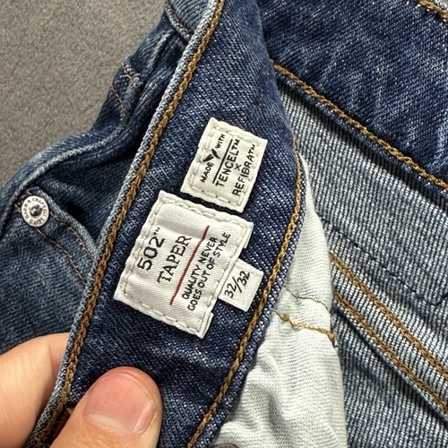 Jeans Levis Uomo 32x32 (Adatto 32x30) Blu Made & Crafted Selvedge Denim 502 Taper - Foto 15 di 24