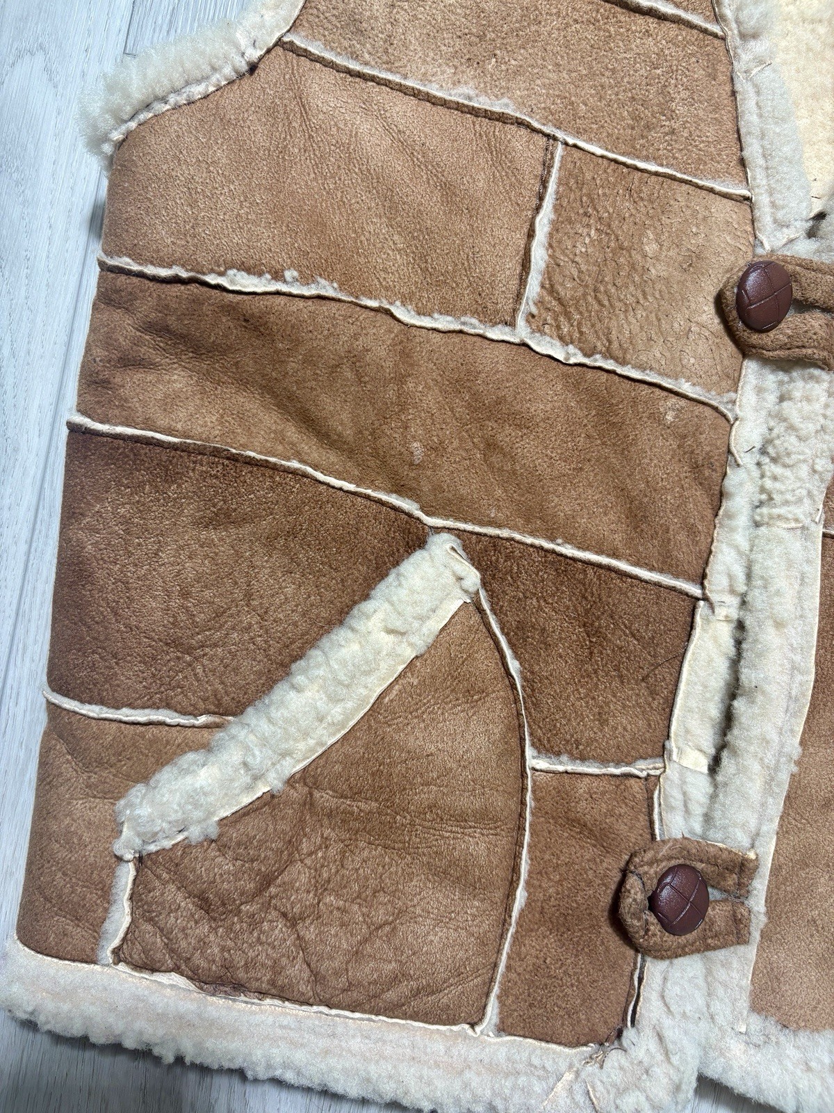 Vintage 70s Shearling Patchwork Vest Western Ranc… - image 12