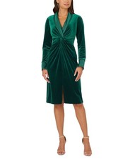 Adrianna Papell Women's Velvet Twist-Front Tuxedo Dress Green Size 14 MSRP $179