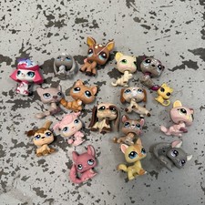 Vintage Used LPS Littlest Pet Shop Toy Lot 17 Rare Dog Cat Deer Chinchilla Bunny