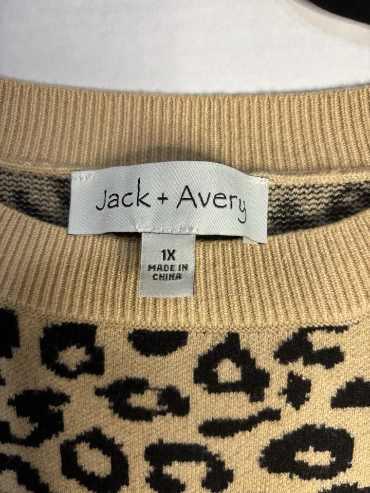 Suéter Para Mujer Leopardo Guepardo Estampado Animal XL Jack + Avery Beige Foto 4 de 4