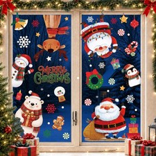 Christmas Window Clings Decorations, Santa  Snowman Regular, Merry