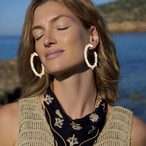 Rattan Earrings for Women Boho Statement Rhinestone Big Hoop Earrings...  - Foto 4 di 28