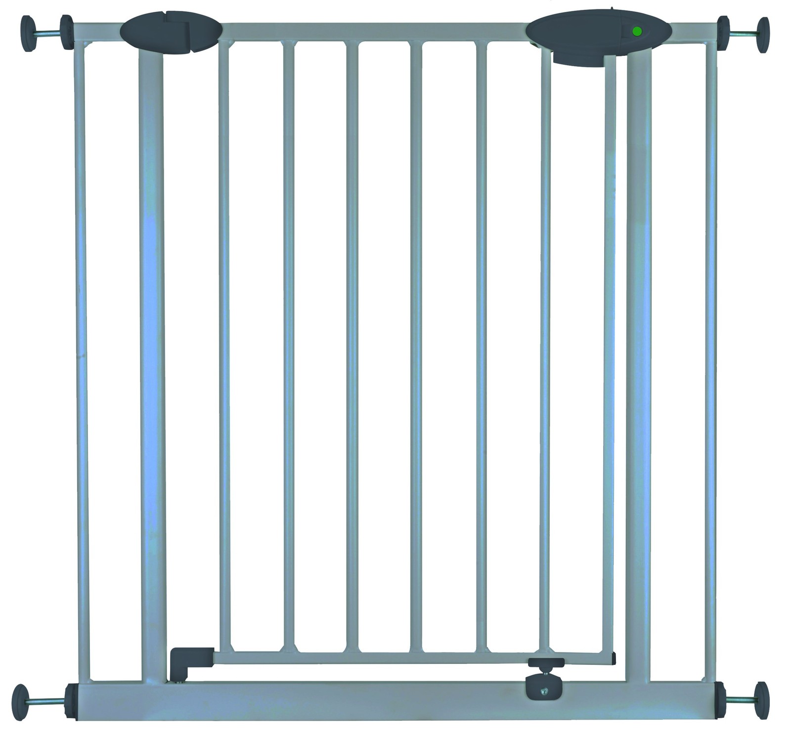 Barrière de sécurité à pression Nidalys en métal gris contre chutes escalier