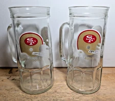 Vintage San Francisco 49ers Glasses NFL 21oz Helmet Logo on Both Sides, Lot of 2