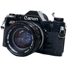 Canon AE 1 Black CANON LENS FD 50mm F1.4 S.S.C. Film Camera Body Lens Set Z7179