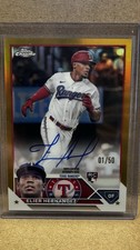 2023 Topps Chrome Elier Hernandez Rookie Auto Gold /50 #RA-HER Rangers