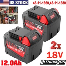 2PACK 12.0Ah For Milwaukee For M18 18V Extended Capacity Battery 48-11-1860 NEW