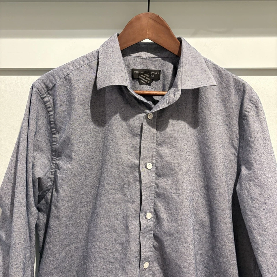 Bloomingdale's Regular Fit Cotton Flannel Shirt Men Size Large Chambray Blue - Image 3 of 4