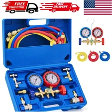 Versatile AC Manifold Gauge Kit with Puncture & Self-Sealing Taps for Easy Use