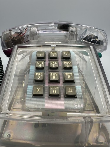 TÉLÉPHONE DE BUREAU VINTAGE CORTELCO ITT TRANSPARENT RÉTRO FILAIRE BOUTON POUSSOIR - RARE ! - Photo 2/5