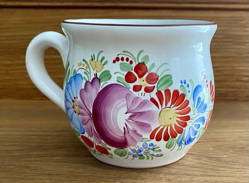 Vintage Hand Painted Floral Chodovia Domaźlice Czech Ceramic Coffee Mug Signed