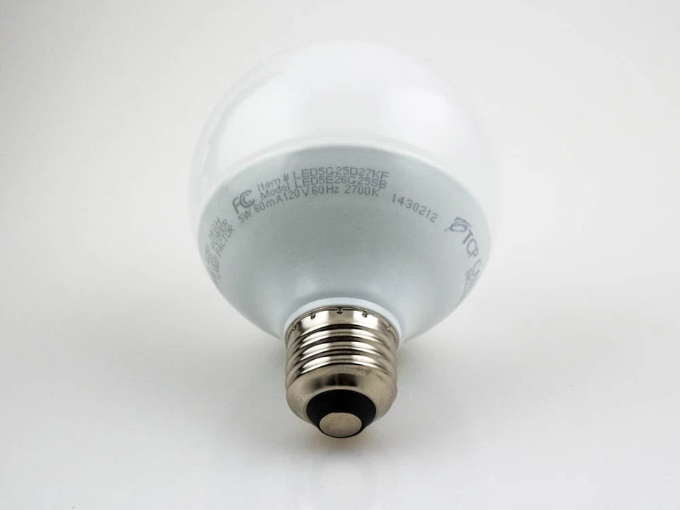 TCP Dimmable 5W G25 Globe LED Bulb - Image 4 of 4