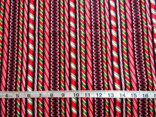 1 yd Cotton Fabric "Holly Jolly Christmas" by Robert Kaufman Candy Stripes 