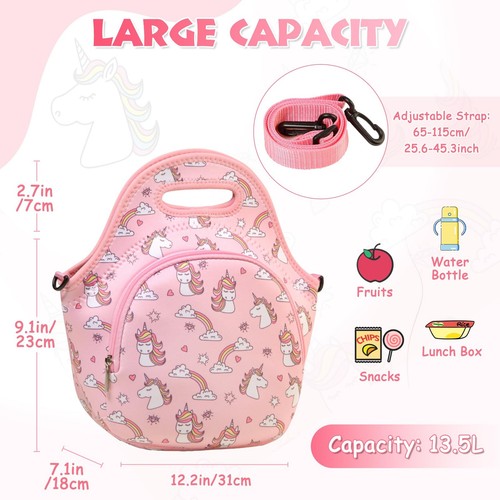 Lunch Bag for , Chasechic Cute Lightweight Neoprene Insulated Lunch Boxes Tot... - Picture 3 of 7
