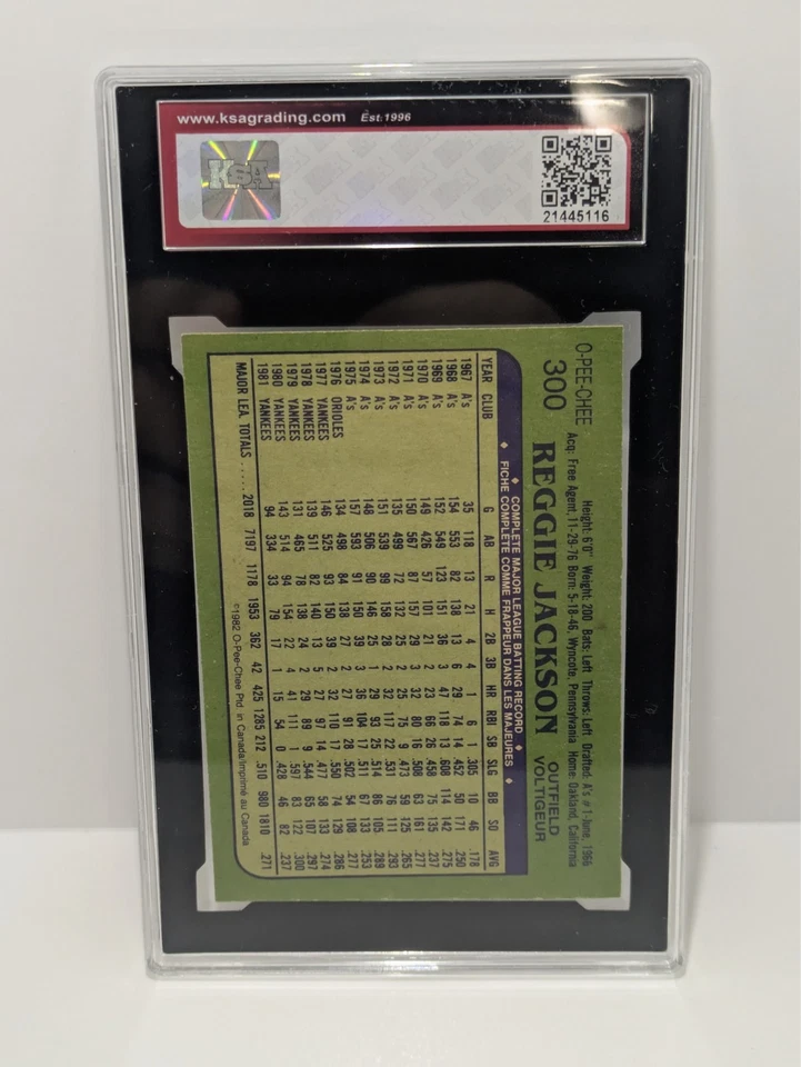 !982 O-Pee-Chee - Reggie Jackson - Angels - Outfield - #300 - KSA Grade 9 - - Image 2 of 2