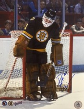 Pat RIGGIN Signed 8x10 Photo! BOSTON BRUINS LEGEND GOALIE! W/COA